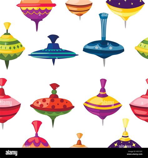 Seamless Pattern Of Kids Toy Whirligig Spinner With Different Form And