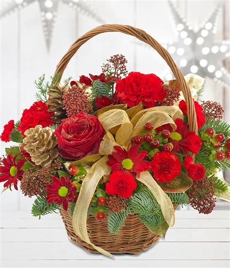 Christmas Basket Christmas Flowers From Eflorist