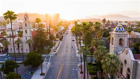 Aerial Sunset View Of The Downtown Area Of Riverside California Teamone