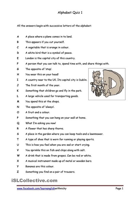 alphabet quiz   work games pinterest worksheets  activities