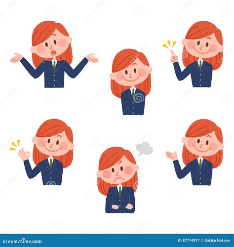 illustration of various facial expressions of a girl stock vector illustration of uniform