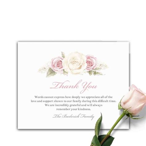 Thank You Cards For Funeral Custom Text Printed A2 Card With Envelopes