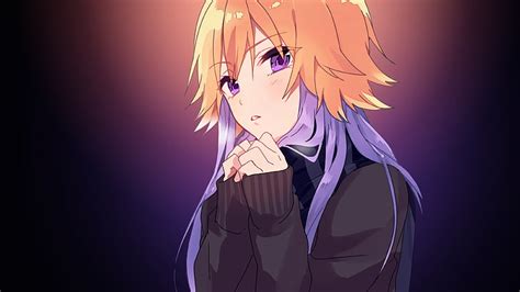 Hd Wallpaper Anime Anime Girls Short Hair Blonde Purple Eyes
