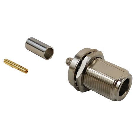 N Type Female Bulkhead Crimp Connector For Rg58 Lmr 195 50 Ohm