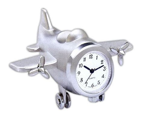 Airplane Clock Silver