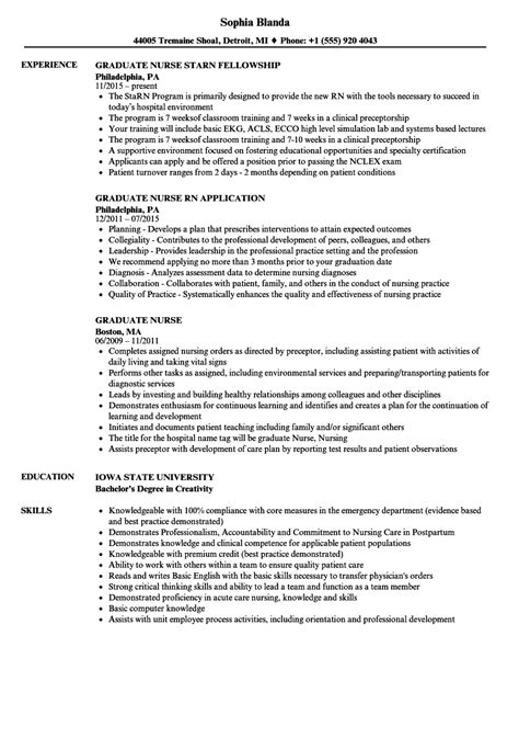 graduate nurse resume examples