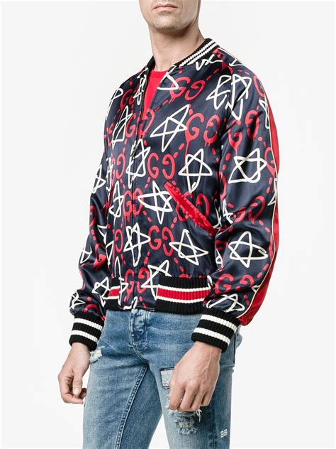Gucci Synthetic Ghost Star Duchesse Bomber Jacket In Blue For Men Lyst