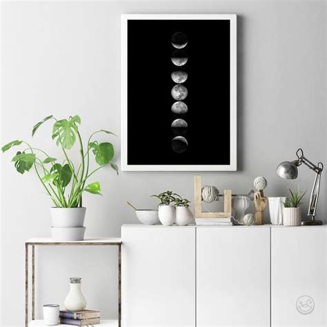 Laundry Room Art Lunar Phase Map Art Print Art Prints Moon Poster