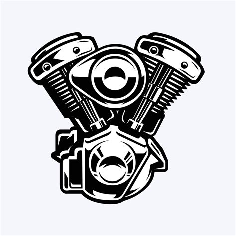 Motorcycle Engine Vector Art Monochrome Icons Symbols And Graphics