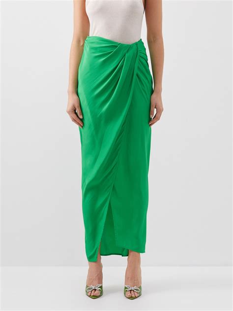 Green Paita High Rise Silk Wrap Maxi Skirt Gauge81 Matchesfashion Au