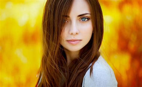 Brunette Nataly Women Face Portrait Redhead Blue Eyes Ann Nevreva Wallpaper Coolwallpapers Me