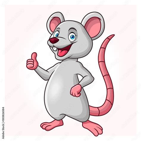 A Cartoon Rat Or Mouse Is Standing Up Giving A Thumbs Up Stock Vector