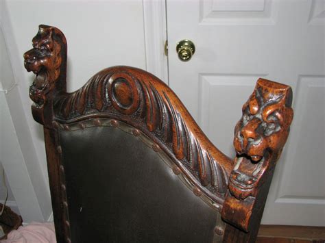 Saved by harp gallery antique & vintage furniture. Antique Oak Chair Victorian Wood Carved Lions Head Oak ...