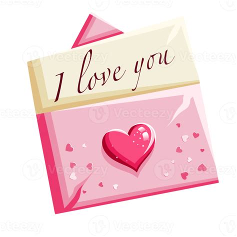 Valentines Day Sticker With A Pink Love Letter And The Inscription I Love You Png