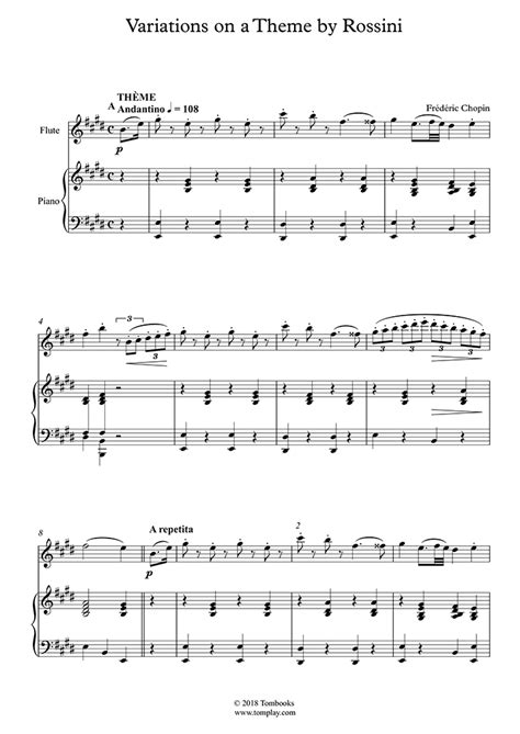 Variations On A Theme By Rossini Chopin Flute Sheet Music