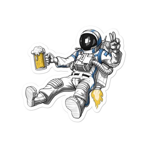 Space Astronaut Party Vinyl Sticker Funny Beer Drinking Etsy