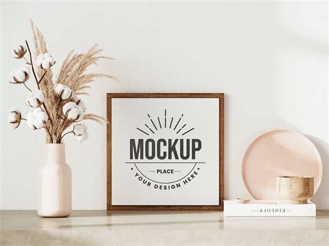 Square Frame Mockup Wood Frame Mockup Farmhouse Mockup Wall Etsy