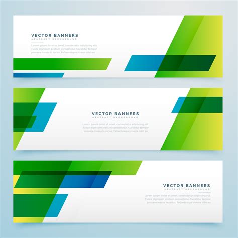 Green Business Style Geometric Banners Set Download Free Vector Art