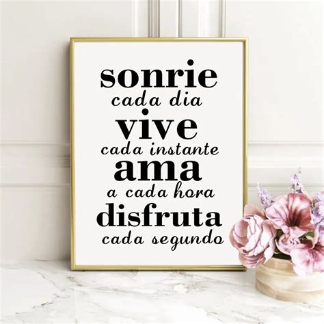 Spanish Inspirational Quotes Canvas Painting Wall Poster Smile 739