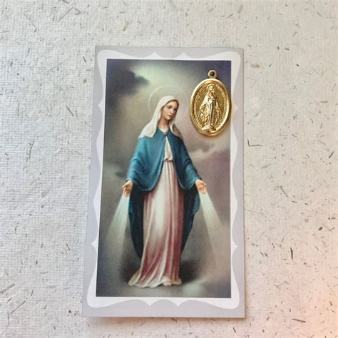 The Memorare With Miraculous Medal Prayer Card Our Lady Of Grace Divine