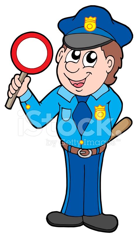 Cute Policeman With Stop Sign Stock Vector