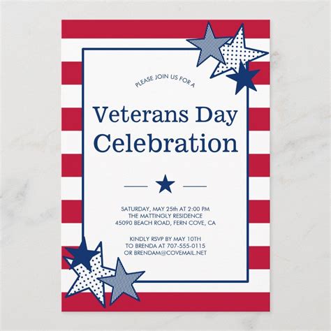 Veterans Day Bold Stars And Stripes Bold Patriotic Invitation Zazzle