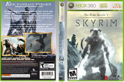 The Elder Scrolls V Skyrim Xbox 360 Box Art Cover By