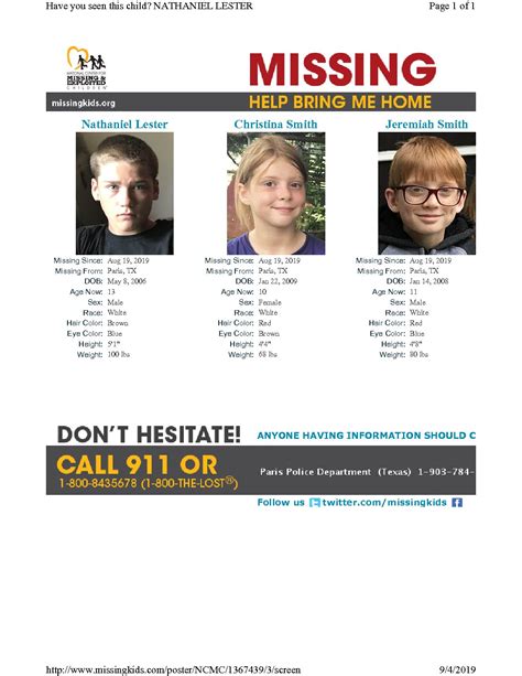 Missing Children National Center For Missing And Exploited Children