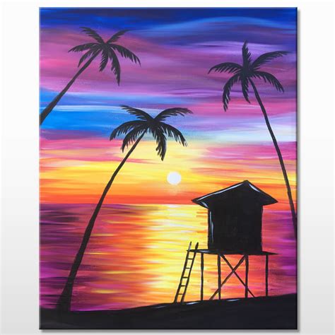 Acrylic Sunset Painting Beach Paint Night In Sunset Beach Ca The Big
