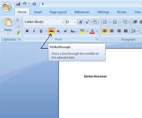 Daily How To Articles How To Strikethrough Text In Microsoft Word 2007