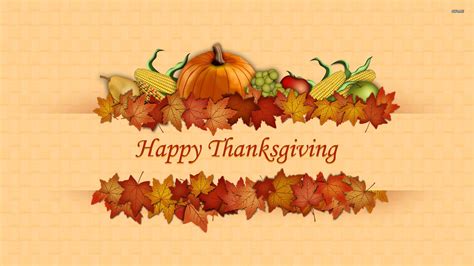Happy Thanksgiving Word With Pumpkin Dry Leaves Hd