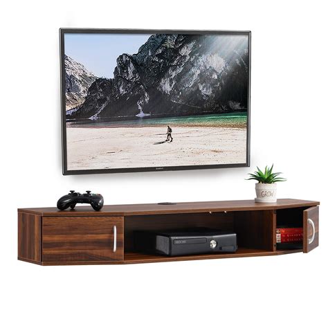 Buy Fitueyes Floating Tv Stand Wall Ed Wood Media Console Entertainment