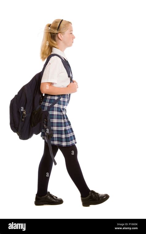 Teen Girl Walking Into School Uniform High Resolution Stock Photography