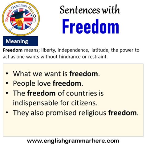 Sentences With Freedom Freedom In A Sentence And Meaning English