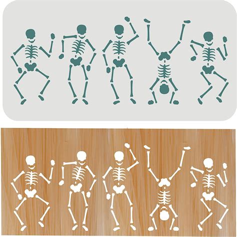Fingerinspire Skeleton Dancer Stencil 30x15cm Halloween Stencil For