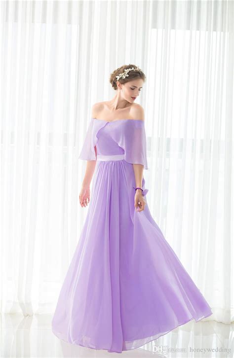 Elegant Light Purple Bridesmaid Dresses Long Under 50 Off Shoulder