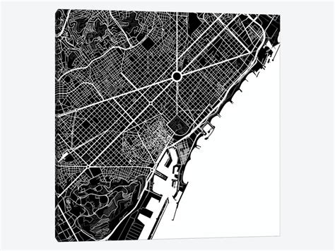 Find the perfect map of barcelona stock vector image. Barcelona Urban Map (White) Canvas Wall Art by Urbanmap ...
