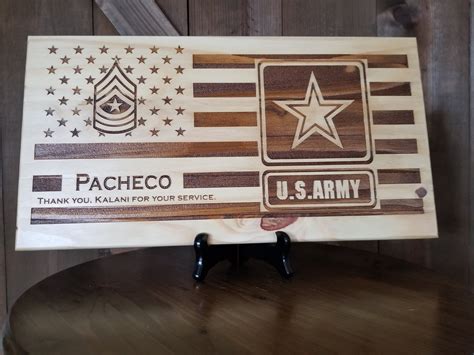 Personalized Army Wooden Flag Army Retirement Gift US Wooden Etsy