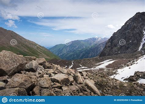 Mountain Summer Landscape With Snow Talgar Pass In The Zailiyskiy