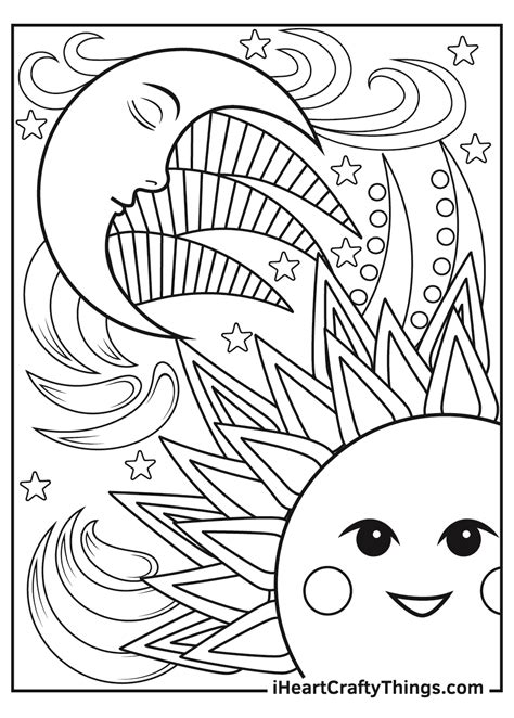 Abstract Sun And Moon Coloring Pages Rinehart Tring1983