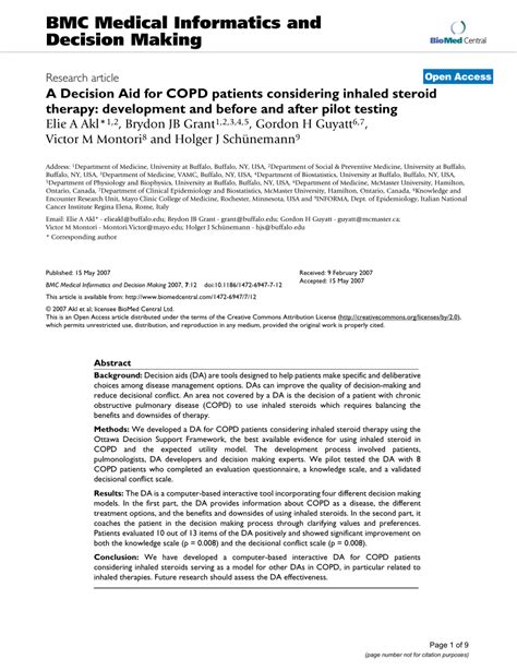 pdf a decision aid for copd patients considering inhaled steroid therapy development and