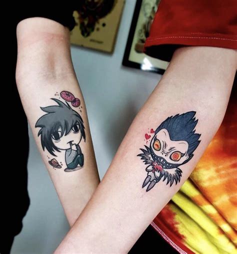 My And My Friends Chibi L And Ryuk Tattoos Done By Mrowa Tattoo In