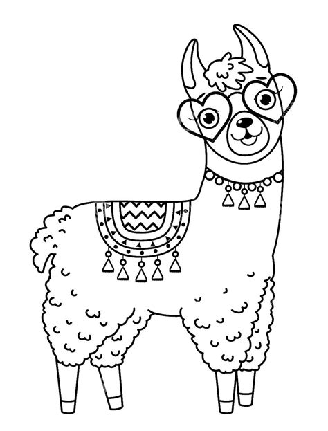 Llama Coloring Lama Pages Drawing Clipart Clip Cartoon Cute Outline