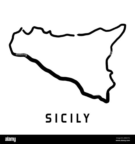 Sicily Sicilia Italian Island Map Simple Outline Vector Hand Drawn