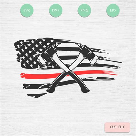 Firefighter Axe Distressed Flag Svg Shirt Print Commercial Use Etsy