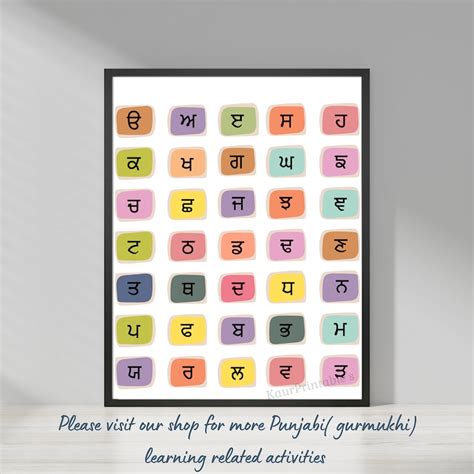 Punjabi Alphabet Wall Poster Printable Gurmukhi Alphabet Etsy Canada