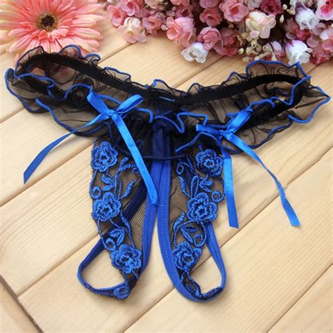 New Arrival Women Lace Open Back Crotch Sexy Panties Crotchless Hollow Beading Cute Thongs