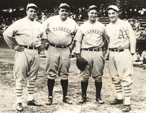 From Left Hall Of Fame Players Jimmie Foxx Babe Ruth Lou Gehrig And