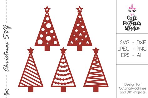 Holiday Merry Christmas Tree Svg Dxf Cut File Bundle 379417 Svgs