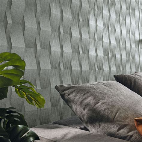Erismann 3d Effect Geometric Trellis Wallpaper Textured Metallic Blue